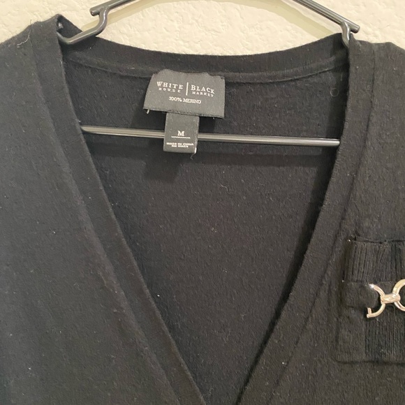 White House Black Market Black Sweater M - snap up fitted look - Picture 3 of 9